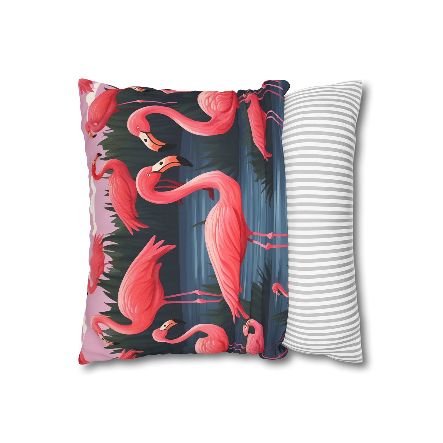 "Flamingo Paradise Pillowcase - Tropical whimsy with charming pink flamingos on a vibrant backdrop, perfect for all seasons"