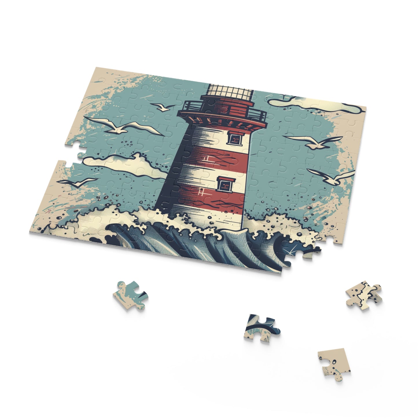 Stunning Lighthouse Waves Jigsaw Puzzle for Relaxing After a Long Day