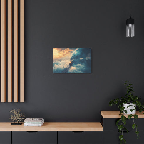 Train Riding Rails Through the Clouds — Canvas Wall Art — Product Detail View 5