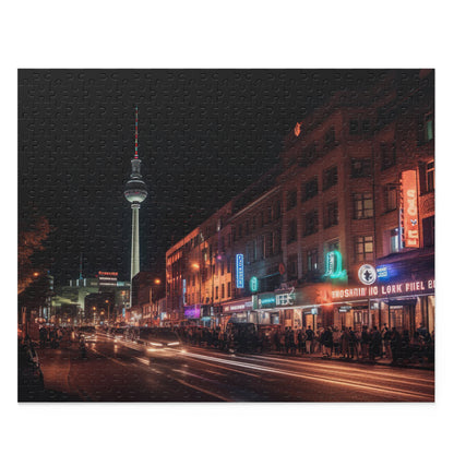 "Berlin city skyline jigsaw puzzle - piece together magical night lights and landmarks, perfect for travel lovers"