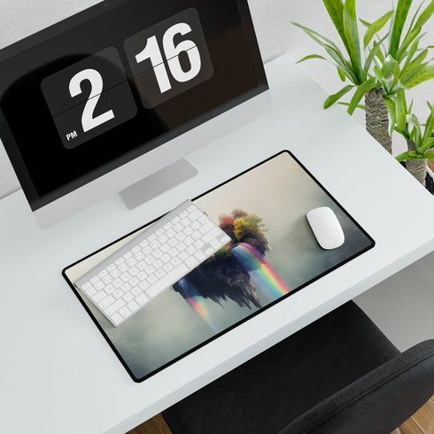 Floating Castle with Rainbow Waterfalls — XL & XXL Desk Mat — Product Detail View 7