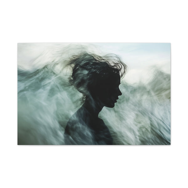 Abstract Waves Forming Human Silhouette — Canvas Wall Art — Living Room Wall Lifestyle View