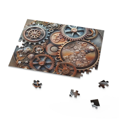 "Steampunk Gear Puzzle - Intricate cogs and gears design, challenging and visually captivating"