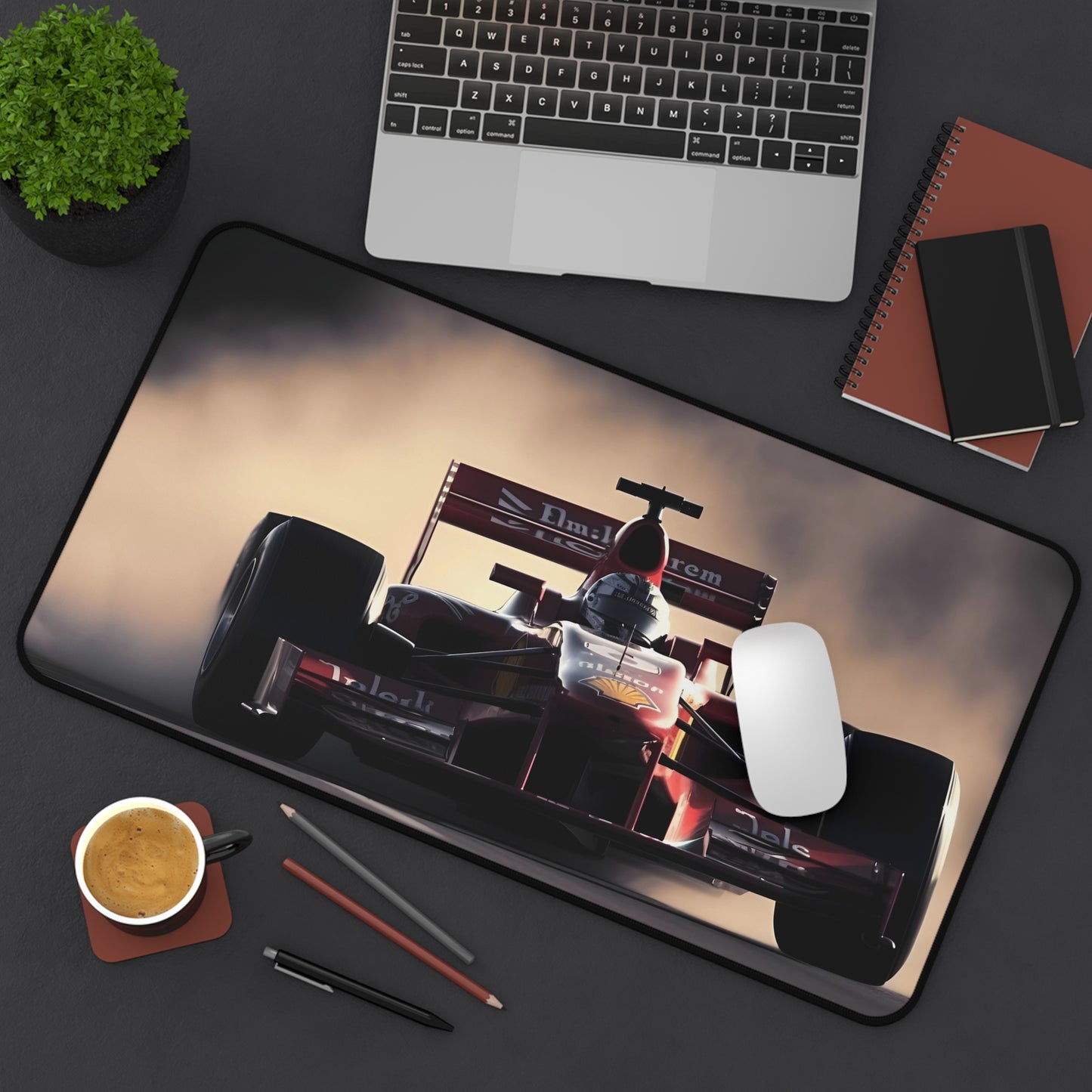 F1 Speed Racing Desk Mat - High-speed racetrack thrill for gamers and motorsport enthusiasts