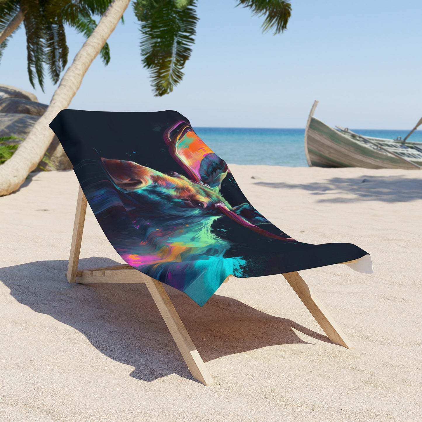 Moose Watercolor Beach Towel