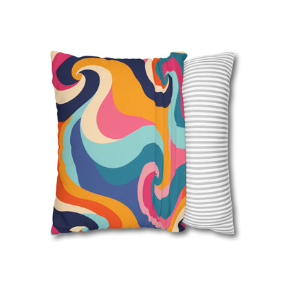 "Vibrant Retro Waves Pillowcase Set - Add fun to your bedding with bold colors and seamless design"