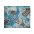 Painted Clouds Forming Human Hands — Plush Fleece Throw Blanket — Draped Over Sofa & Bed Lifestyle View