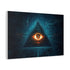 Glowing Eye in Pyramid with Circuit Lines Stretched Canvas Wall Art