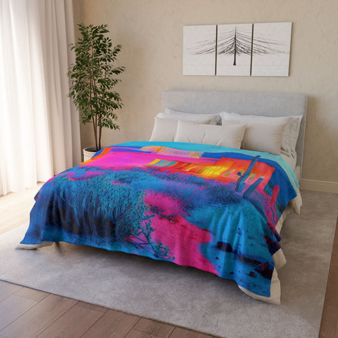 Desert Mirage Hiding Neon Palace Plush Fleece Throw Blanket