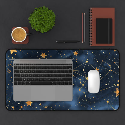 "Starry Night Desk Mat with Constellation Stars pattern for organized and inspired workspace"