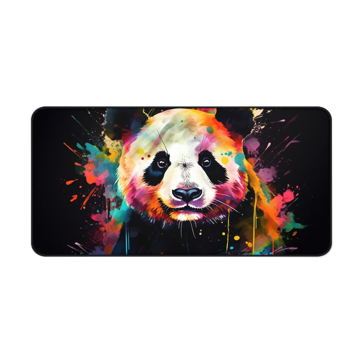 "Happy Panda Watercolor Desk Mat - Whimsical workspace accessory to protect from scratches and spills"