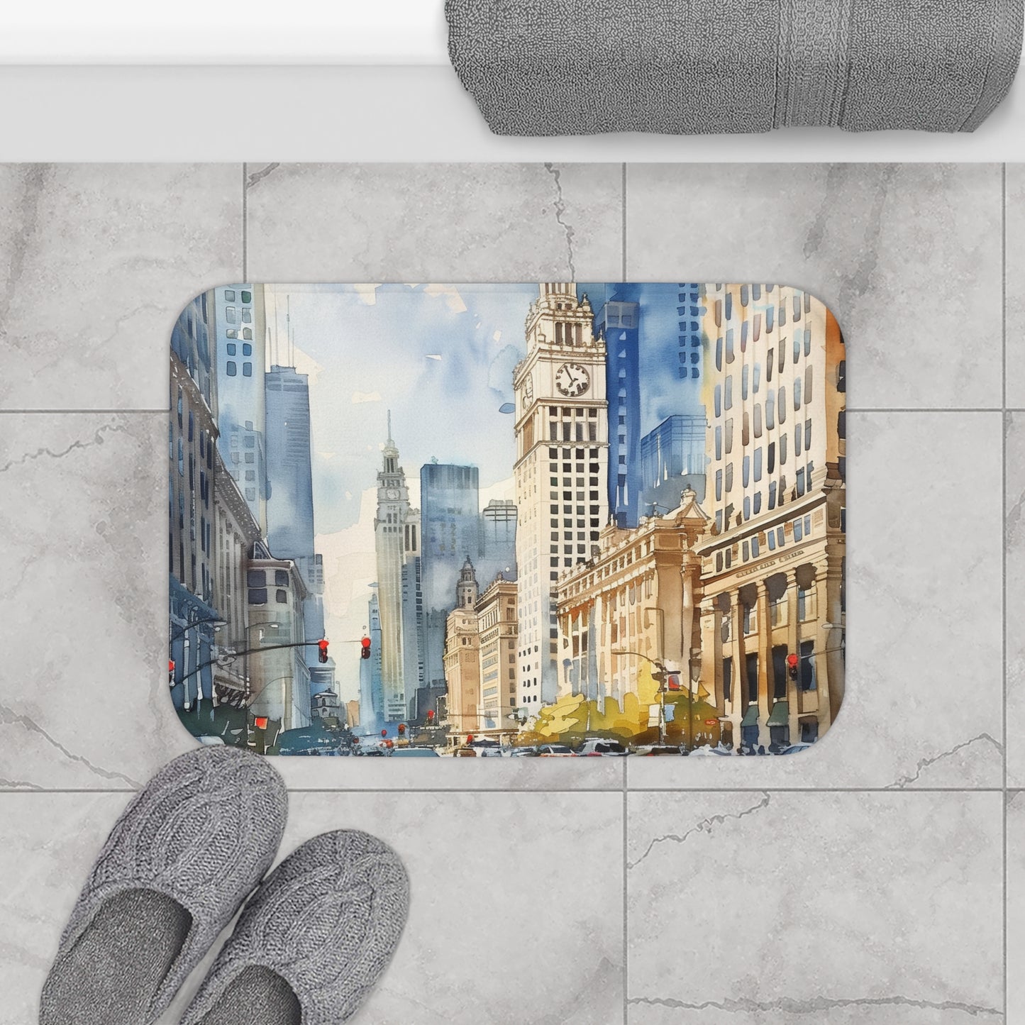 Chicago Skyline Bath Mat | Bath Mats | Bath, Bathroom, Home & Living, Indoor, Sublimation | Prints with Passion