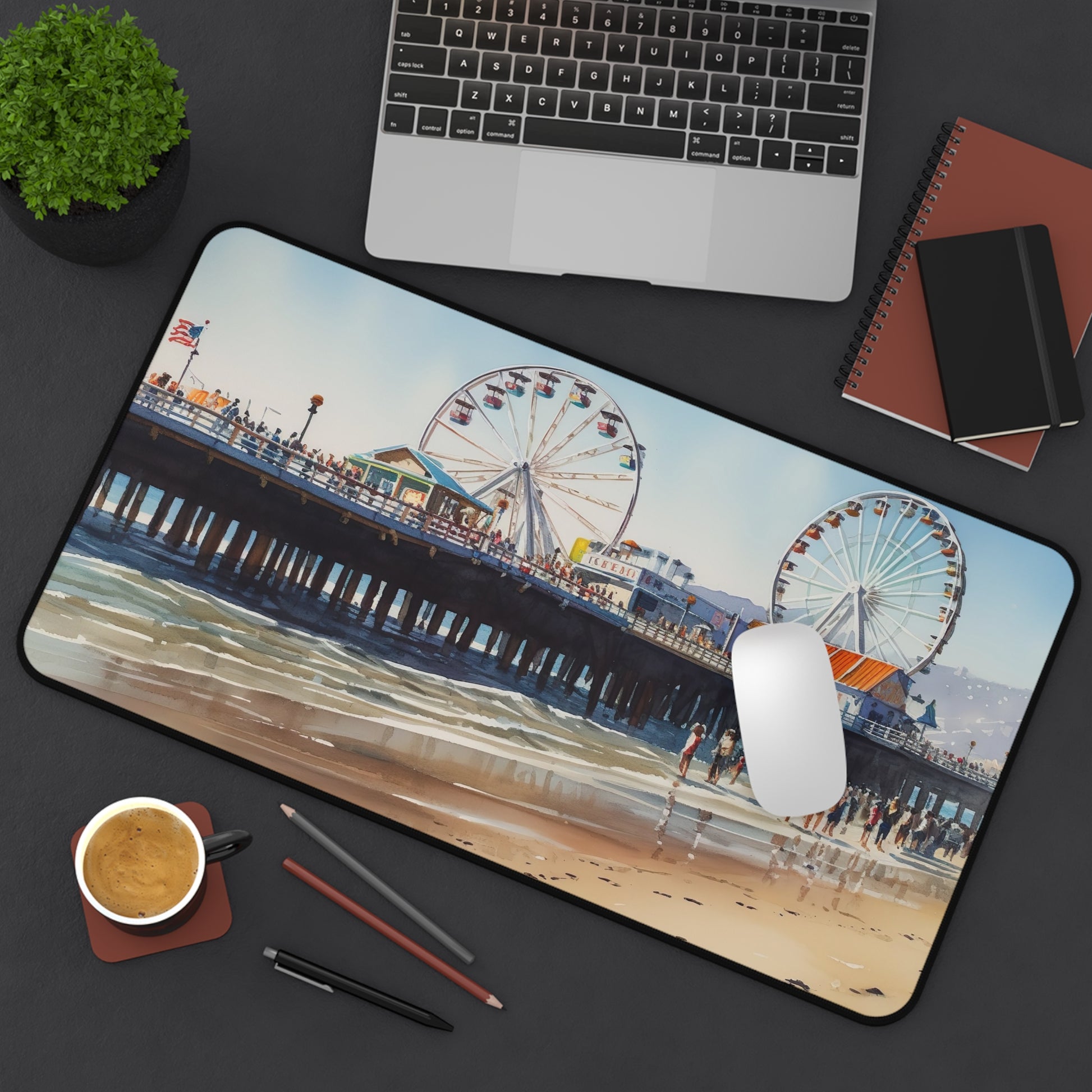 "Beach Pier Desk Mat - Stylish coastal decor to protect your workspace with serene beach pier design"