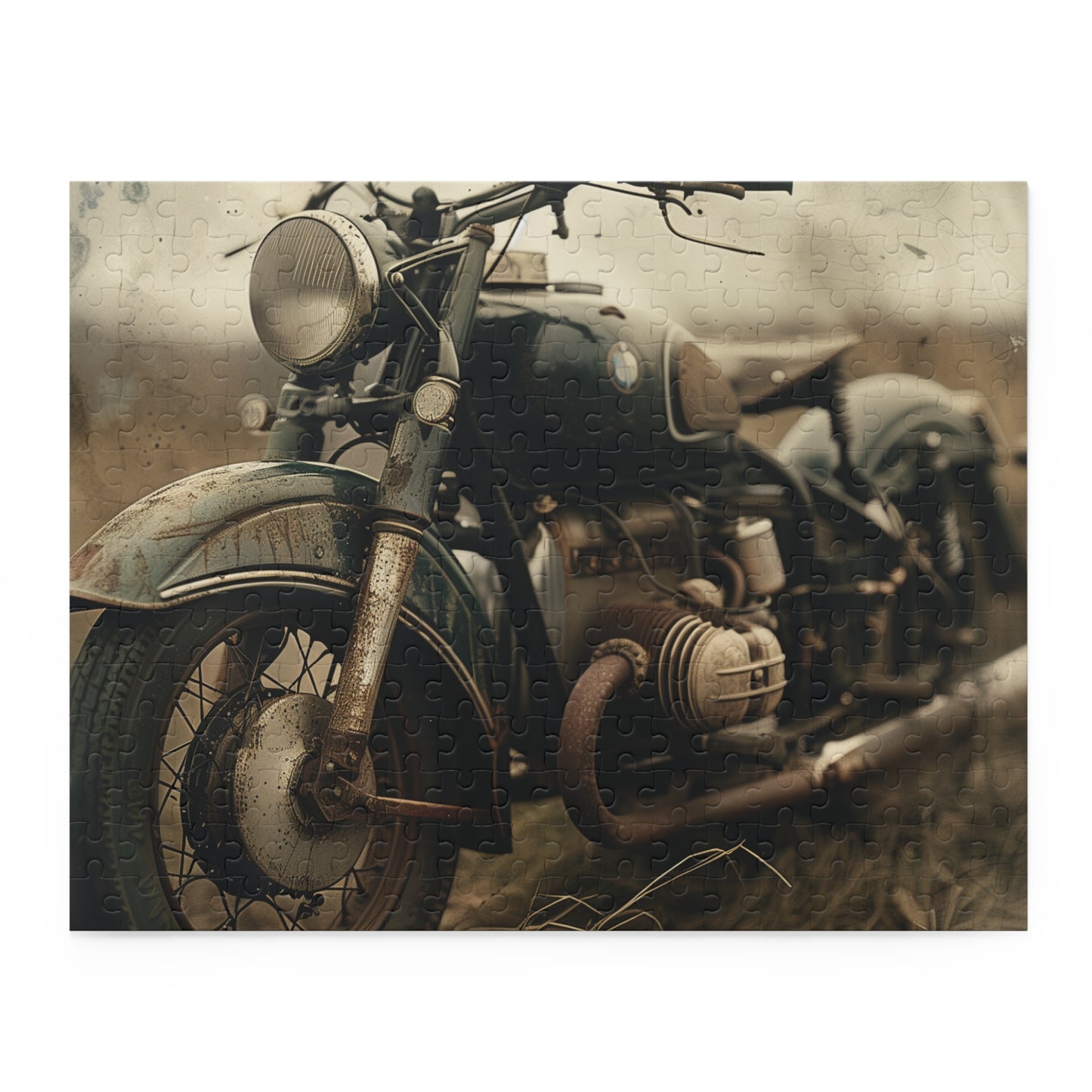 Vintage motorcycle jigsaw puzzle - an engaging challenge for motorbike enthusiasts with a classic design.