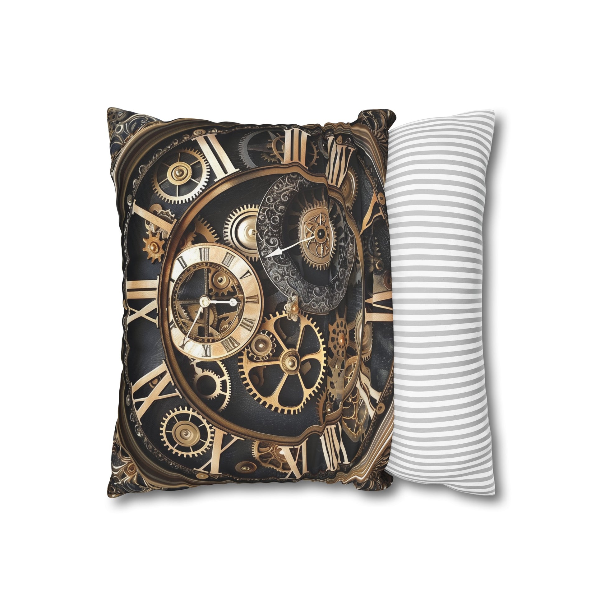 Steampunk Clockwork Dreams Pillowcase - High-quality, stylish design with mesmerizing clock face and industrial elegance. Perfect for all seasons!