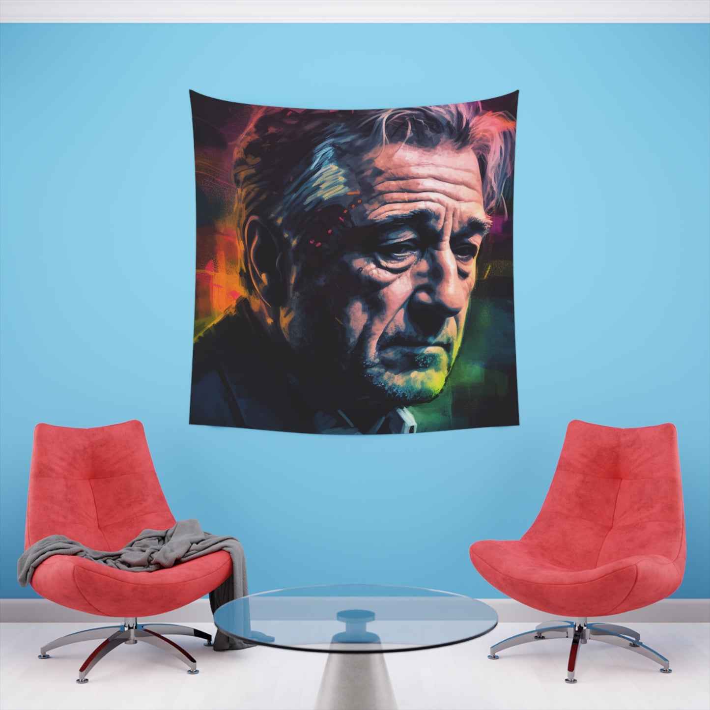 De Niro: A Cinematic Icon Tapestry | Wall Tapestry | All Over Print, AOP, Decor, Halloween, Home & Living, Home Decor, Indoor, Spring Essentials, Sublimation, Tapestry | Prints with Passion