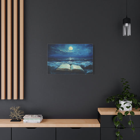 Moonlight Spilling from Open Book — Canvas Wall Art — Product Detail View 8