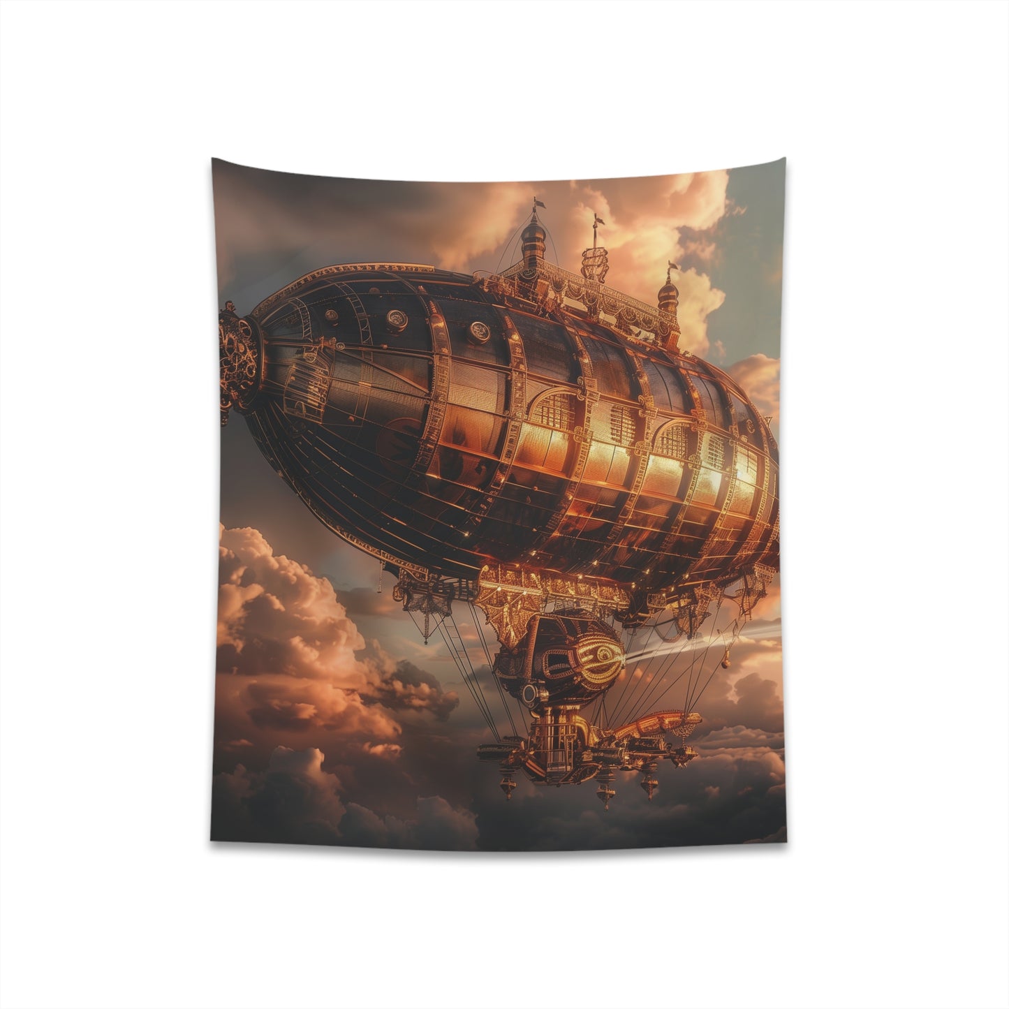 Steampunk Skies Airship Tapestry: High-Quality, Stylish, 34" x 40" - Perfect Gift!