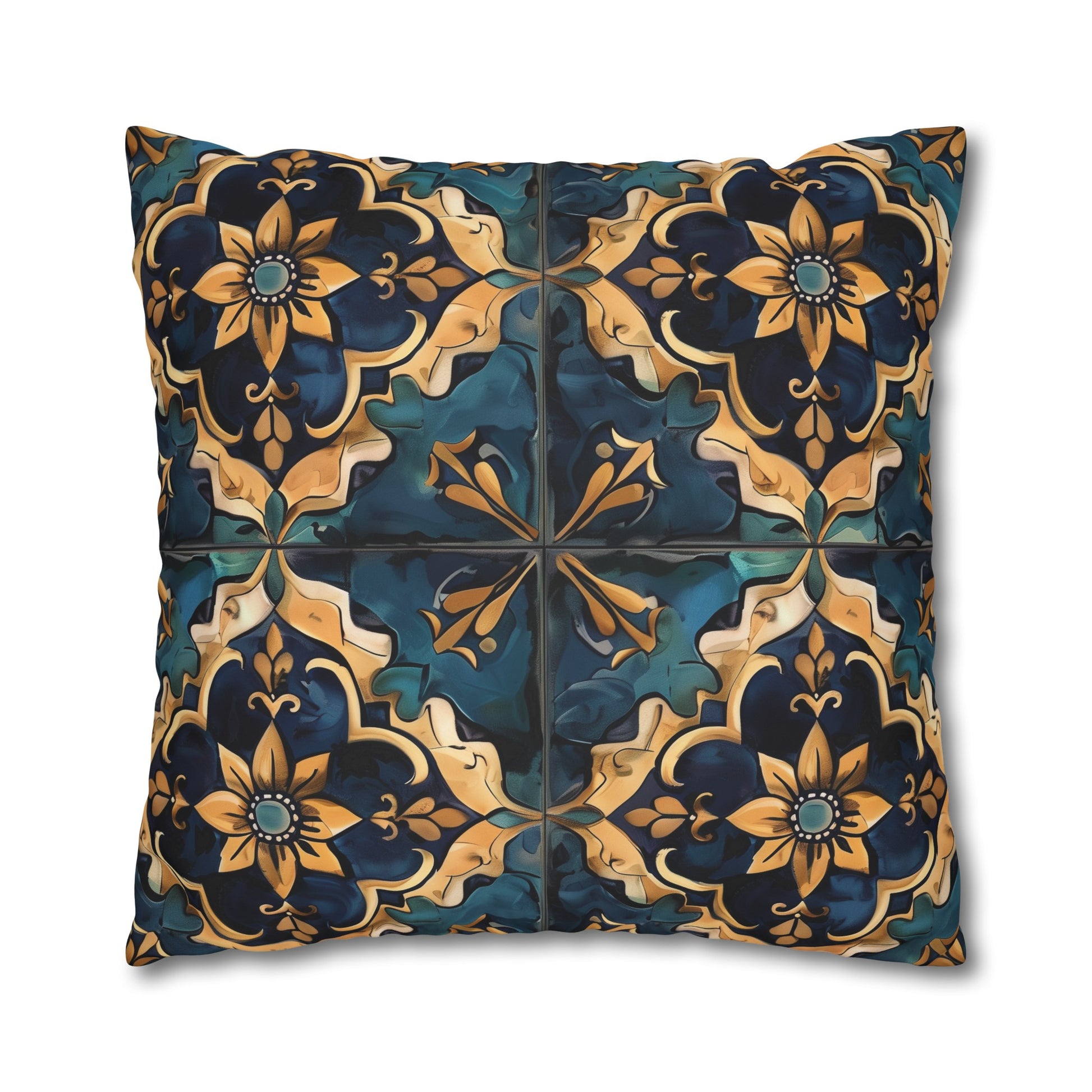 "Artisan Tiles Pillowcase Collection - Traditional tile inspired pattern for elegant bedroom decor"