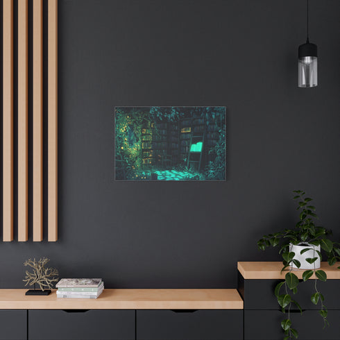 Overgrown Library with Glowing Books — Canvas Wall Art — Product Detail View 8