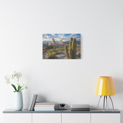 Cactus Shaped Like Ancient Ruins (Edition II) — Canvas Wall Art — Kiln-Dried Pine Frame & Ready-to-Hang Back View