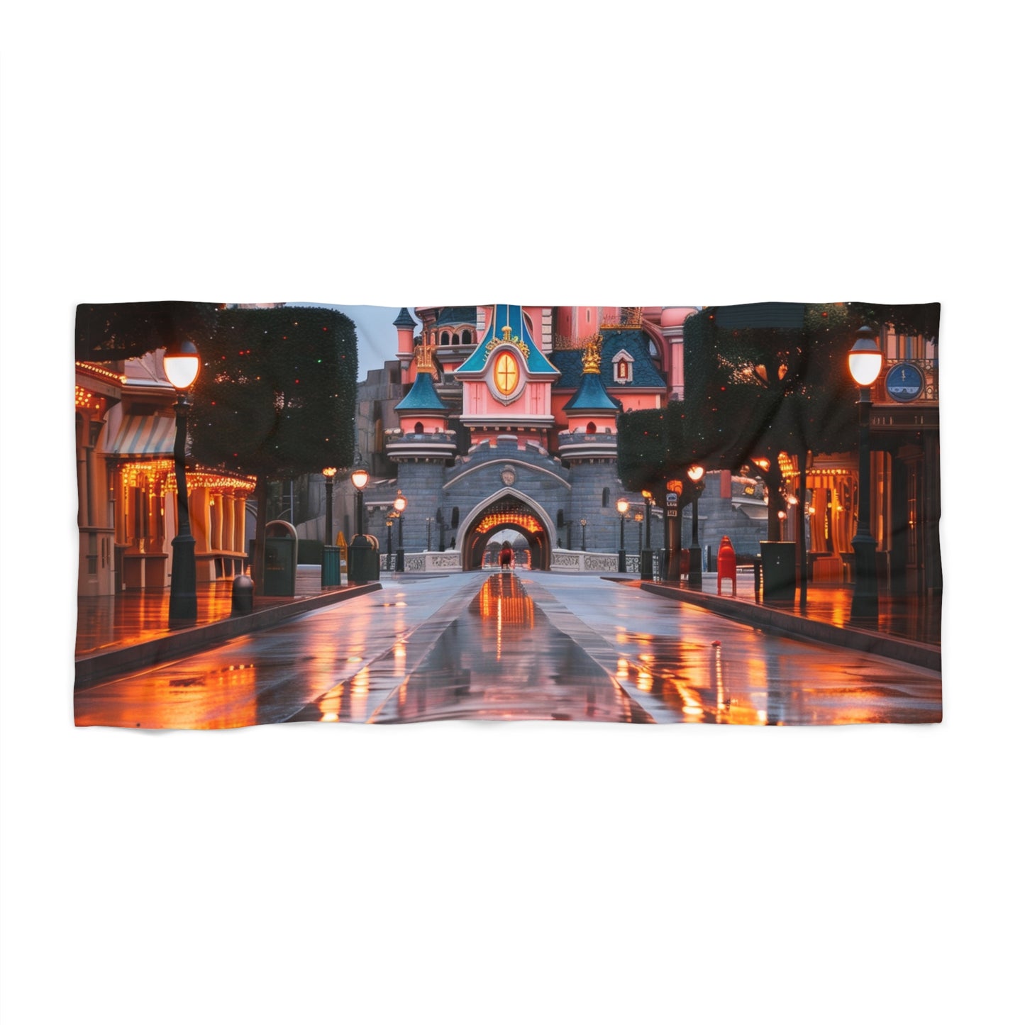 Feel like royalty by the water with this Disney Castle Beach Towel featuring a vibrant design of the iconic castle and Disneyland tickets. Perfect for beach days and pool lounging