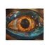 Glass Eye Watching Galactic Core — Plush Fleece Throw Blanket — Draped Over Sofa & Bed Lifestyle View