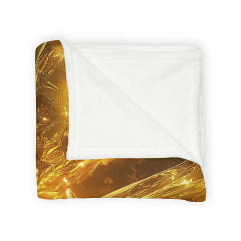 Golem of Glass & Gold Rising from Earth — Plush Fleece Throw Blanket — Product Detail View 8