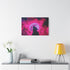 Silhouette of a Wolf Howling at a Neon Moon — Canvas Wall Art — Product Detail View 7