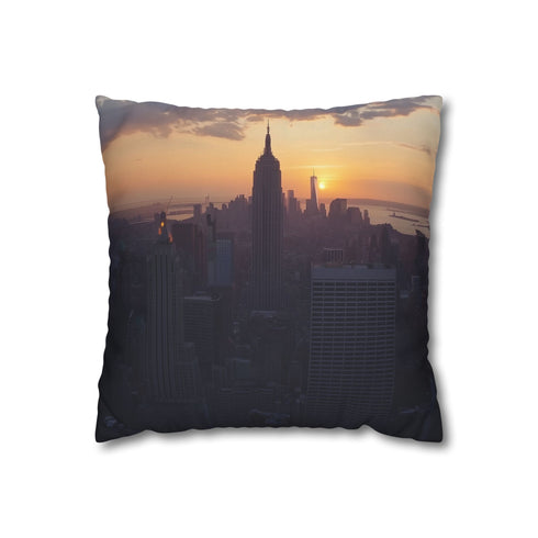 New York Skyline Sunset — 40×40 Cushion Cover — Front 40×40 cm Square Cushion View