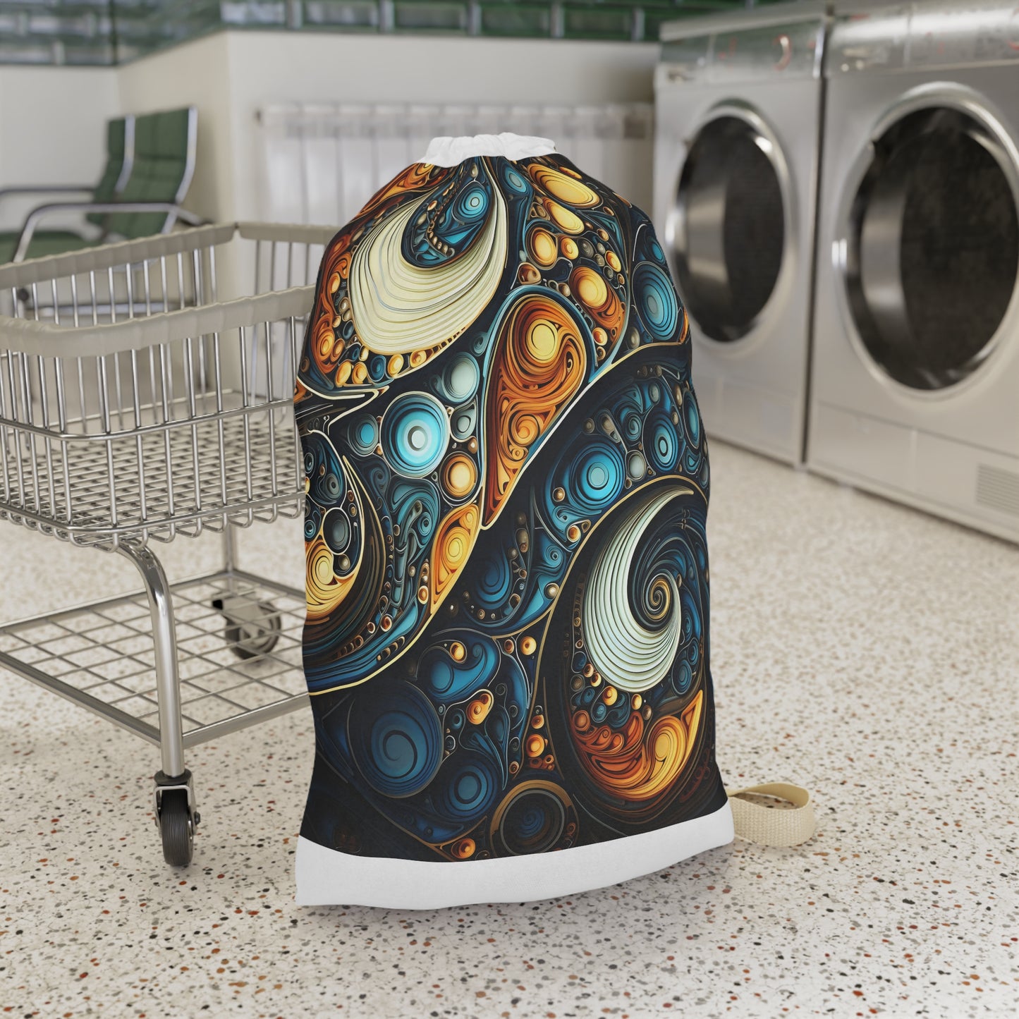 "Fractal patterned laundry bag for stylish and organized laundry routine"