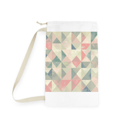 "Pastel geometric laundry bag with stylish pattern for carrying and storing laundry"