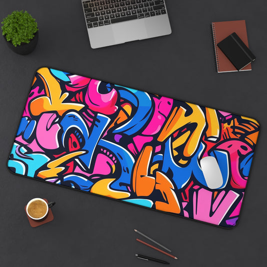 Neon Graffiti Desk Mat | Desk Mat | Accessories, Back-to-School, Desk, Fall Bestsellers, Home & Living, Mouse pad, Mouse Pads, Mousepad, Seasonal Picks, Stationery, TikTok | Prints with Passion