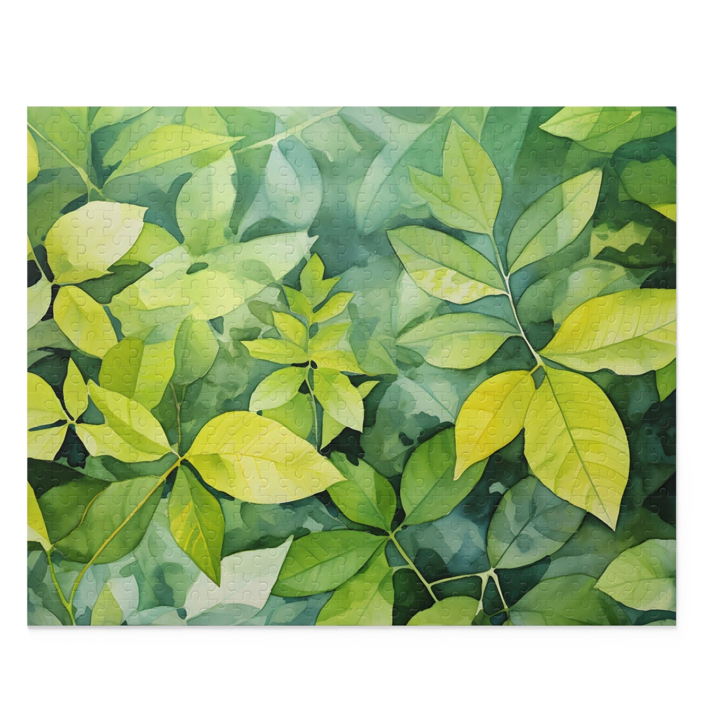 "Summer Foliage Texture Puzzle: Vibrant watercolor scene with lush foliage, perfect indoor entertainment"