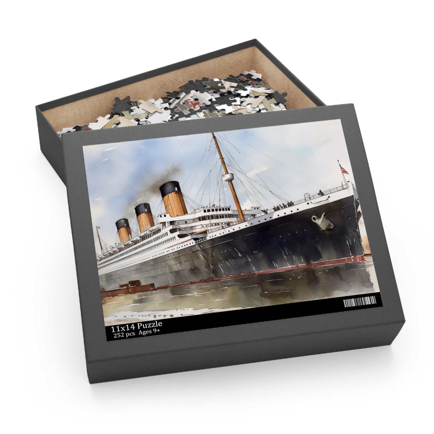 "Titanic ship jigsaw puzzle with intricate details, perfect for history buffs and puzzle lovers"