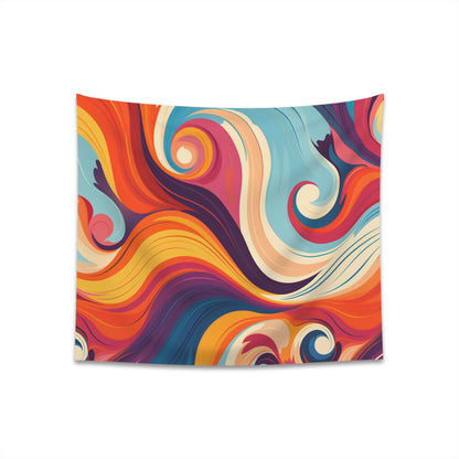 "Groovy Waves Retro Marine Tapestry - 70s Inspired Design for Bold and Vintage Decor - High-Quality Material - Perfect Gift"