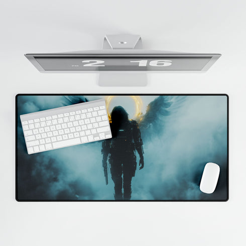 Cyberpunk Angel Walking through Fog Gaming XXL Extended Desk Mat