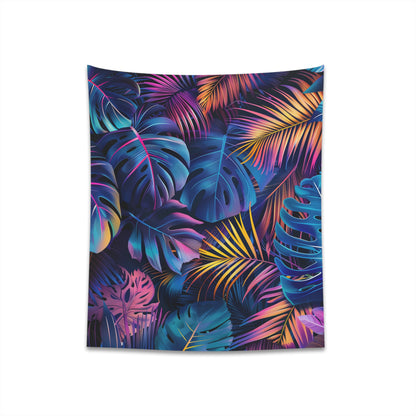 Neon Botanical Tapestry: Transform Your Space with Lush Tropical Glow - High-Quality, Stylish Decor - Available in 34x40" and 57x57" Sizes - Makes a Great Gift - Shop Now at BenCPrints