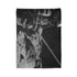 Robot Samurai on Lunar Battlefield — Plush Fleece Throw Blanket — Folded Plush Blanket Detail