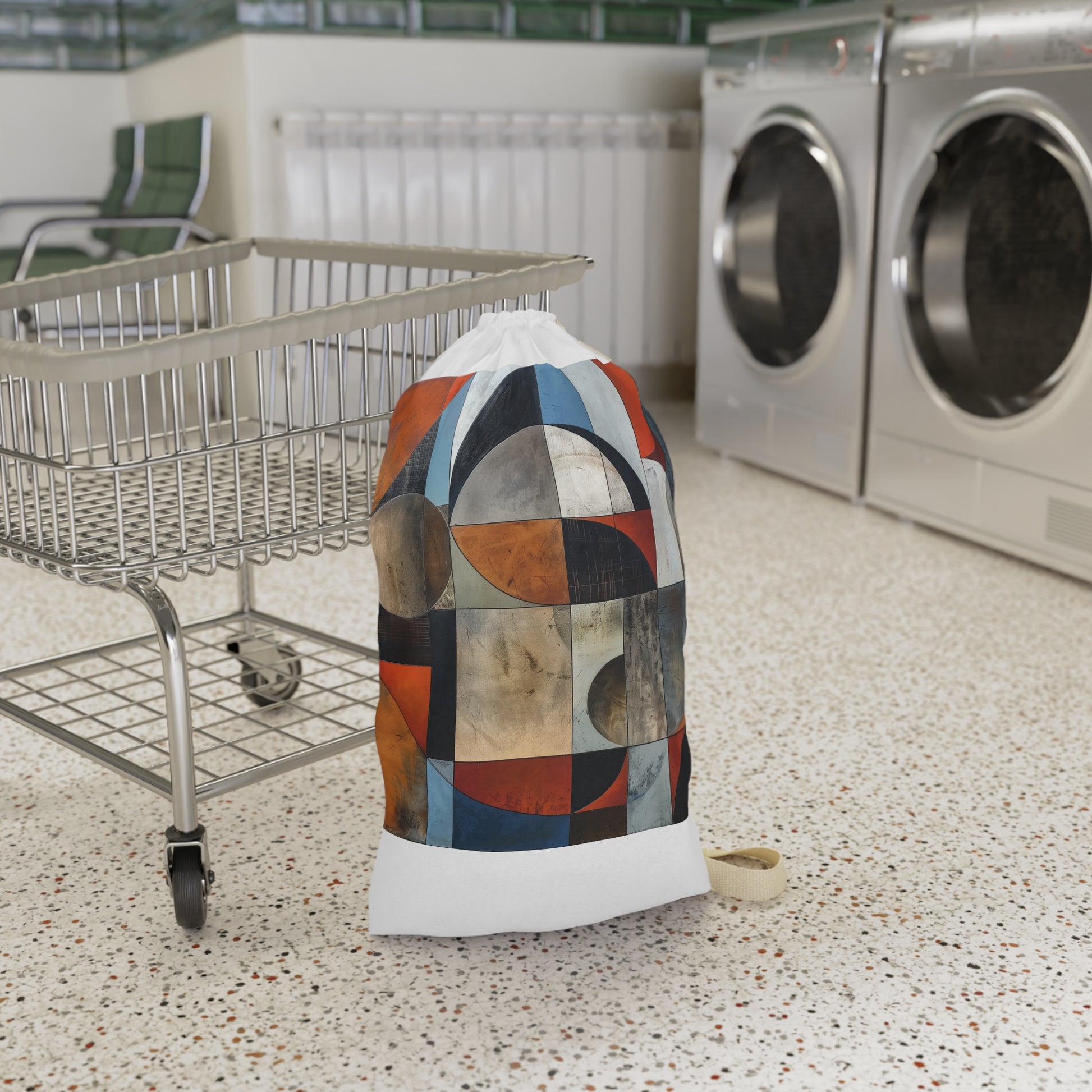 "Abstract geometric shapes laundry bag for modern style in laundry routine"