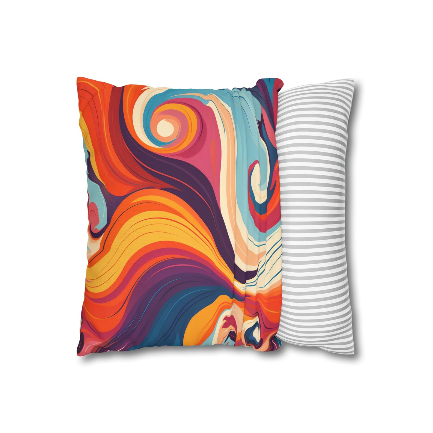 "0s Retro Waves Pillowcase - Groovy 70s-Inspired Marine Pattern | High-Quality & Stylish"