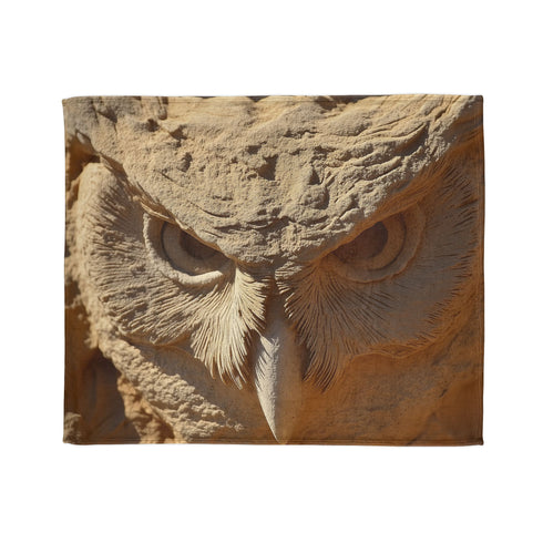 Desert Wind Forming Owl Face Plush Fleece Throw Blanket