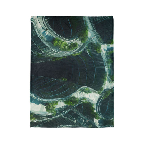 Glass Maze Growing through Skyscrapers Plush Fleece Throw Blanket