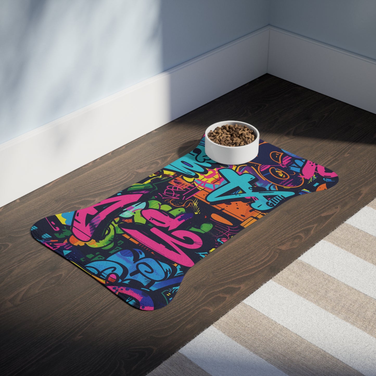 Neon Graffiti Pet Feeding Mat