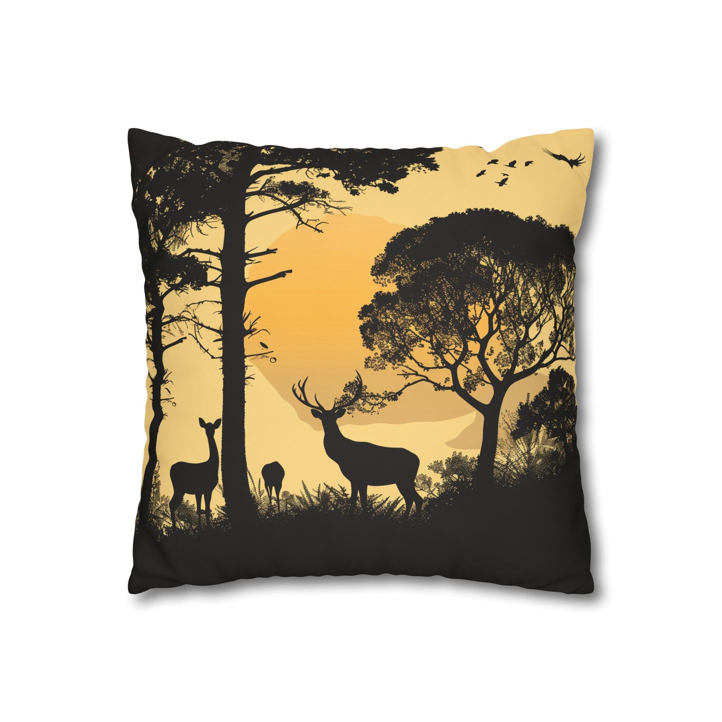 "Serene Forest Deer Silhouette Pillowcase - High-Quality Material, Stylish Design, Perfect for All Seasons. Great Gift Idea!"