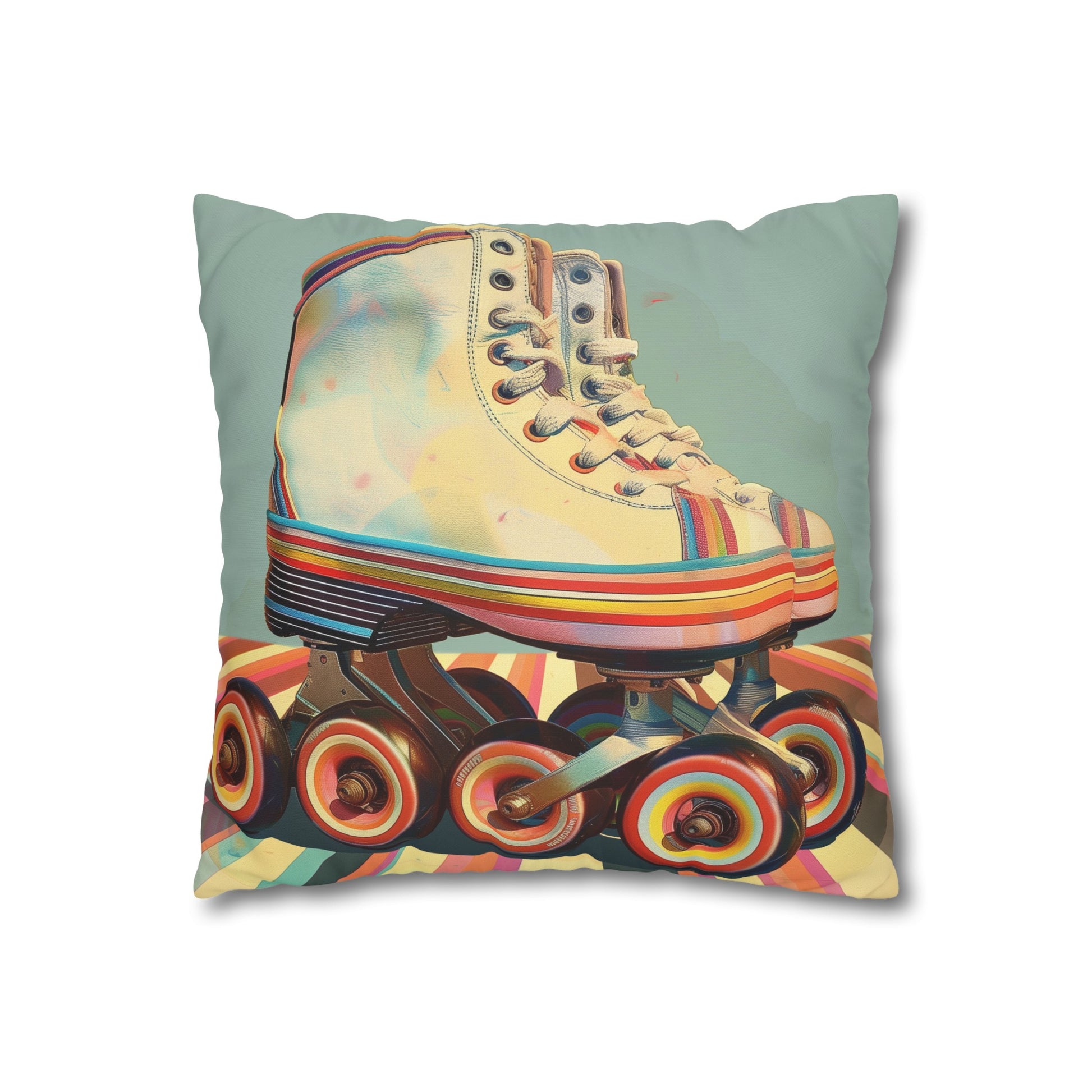 "Roller Skate Dreams Pillowcase: Nostalgic retro skates design, high-quality material, perfect for all seasons. Add vintage fun to your sleep space! Makes a great gift. Shop now!"