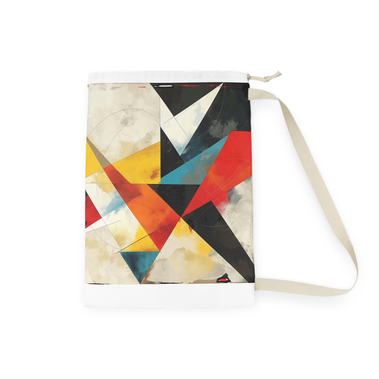 Stylish geometric shape laundry bag for organized clothes storage & chic decor