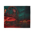 Haunted Carnival on Another Planet — Plush Fleece Throw Blanket — Draped Over Sofa & Bed Lifestyle View