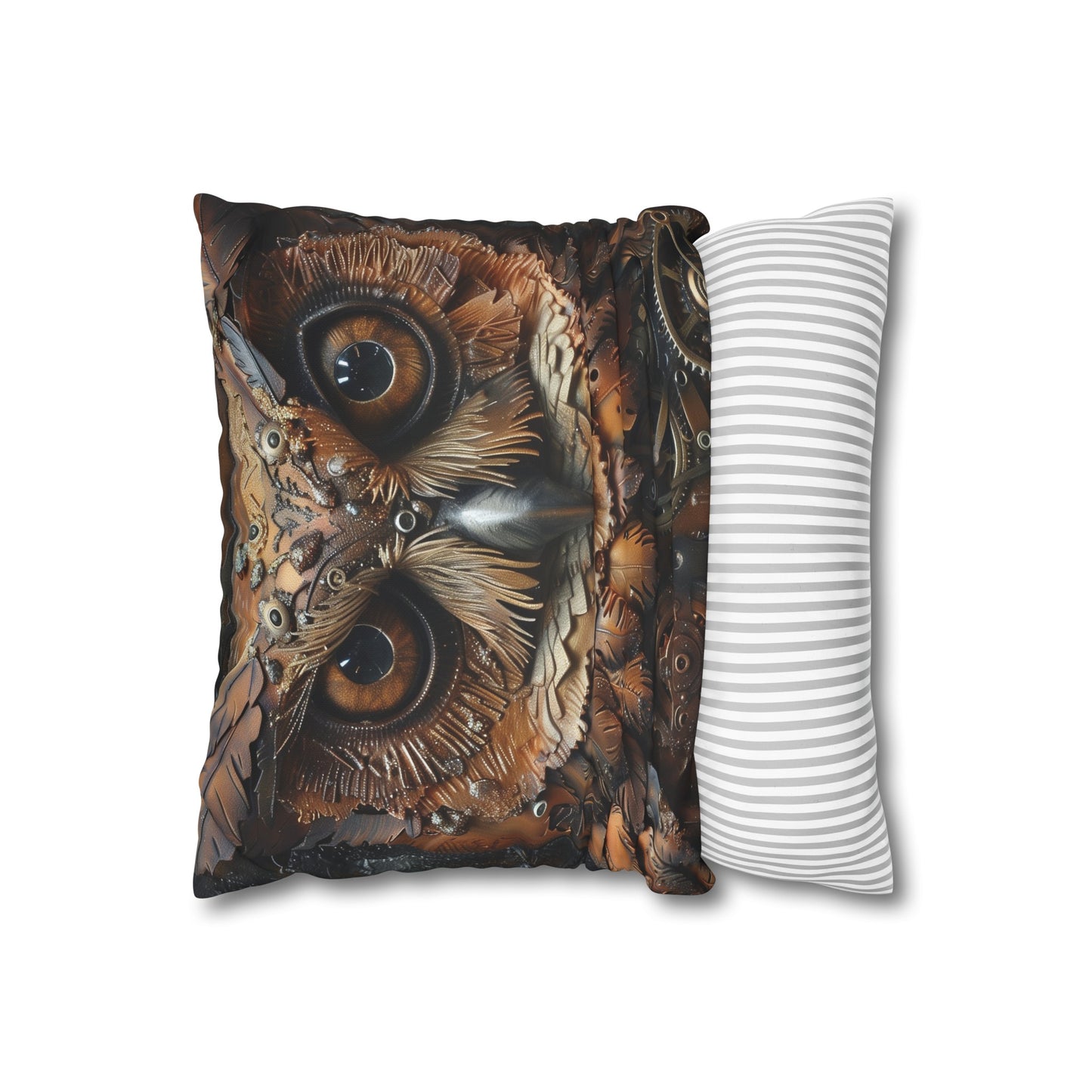 Steampunk Mechanical Owl Pillowcase - Victorian futurism meets industrial elegance in this high-quality and stylish design, perfect for all seasons. Great gift! Buy now.