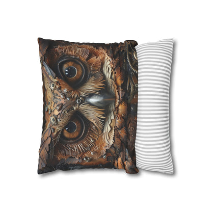 Steampunk Mechanical Owl Pillowcase - Victorian futurism meets industrial elegance in this high-quality and stylish design, perfect for all seasons. Great gift! Buy now.